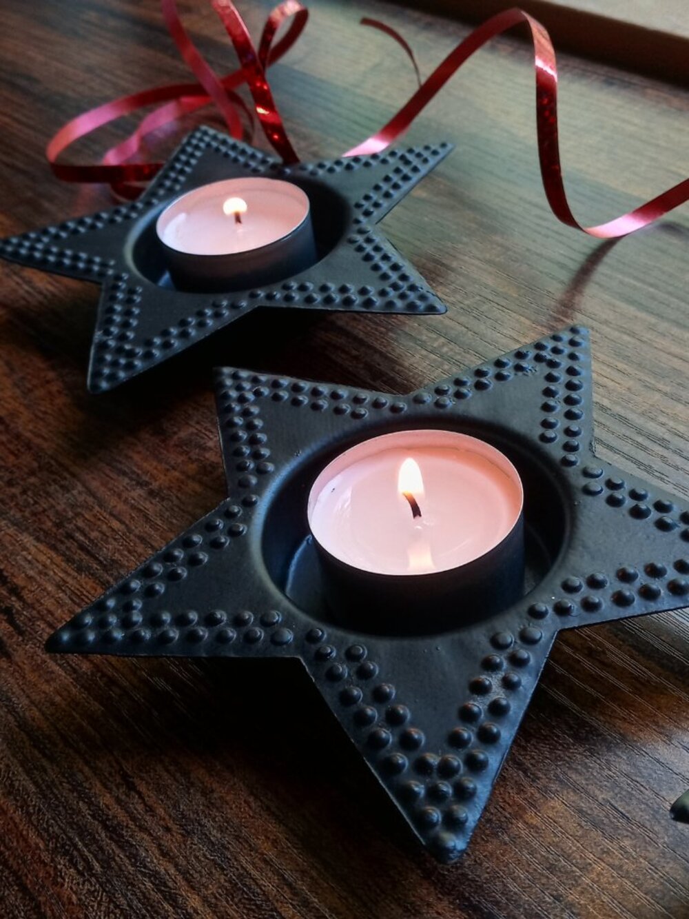 4 Antique Black Metal Star Tealight Holders Home Decor-Excellent Condition! - Picture 6 of 11